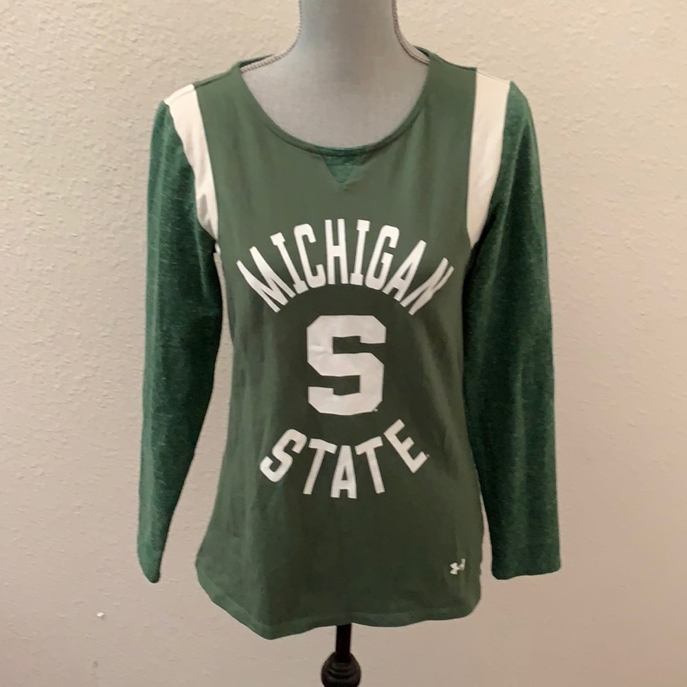 Michigan State Spartans Under Armour top shirt S small MSU green